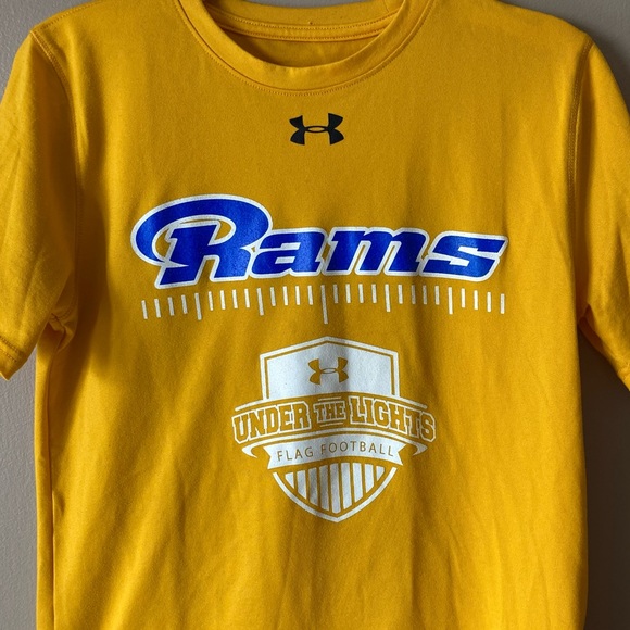 LA Rams Youth Short Sleeve Under Armour Athletic Tee Shirt Heatgear Loose Medium - Picture 2 of 7